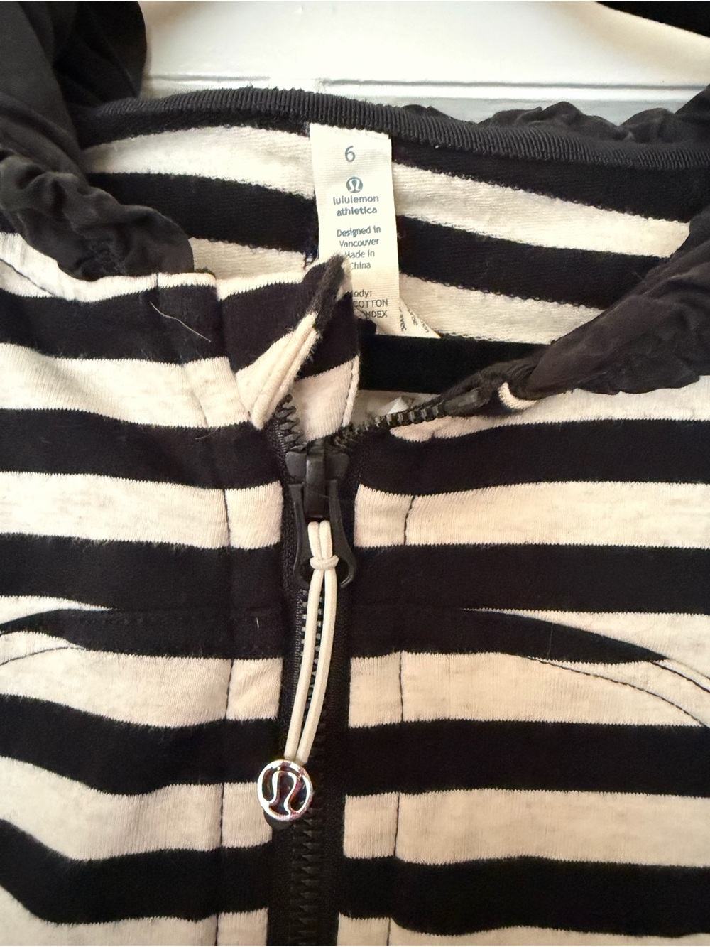 lululemon athletica Black and White Striped Zip Hoodie - Picture 2 of 4